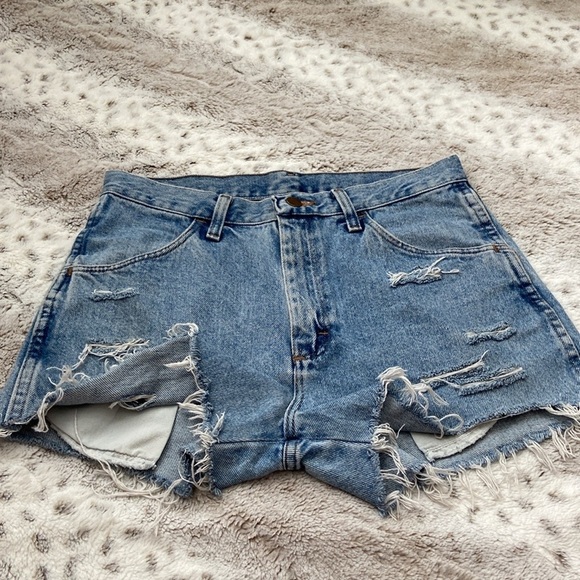 Rustler jean shorts size 30 vintage high rise distressed denim Y2K grunge skater - Picture 5 of 10